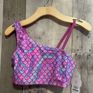 Mermaid Scale Print One Shoulder Bikini Top With UPF 50+ NEW